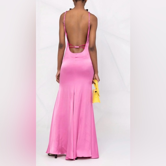 Jacquemus Vibrant Pink Slip Backless Gown - La Robe Mentalo Dress